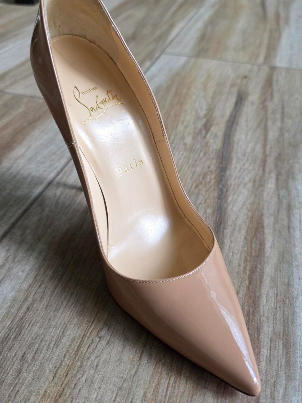 Christian Louboutin So-Kate Nude Patent Leather Shoes Eur. 37.5